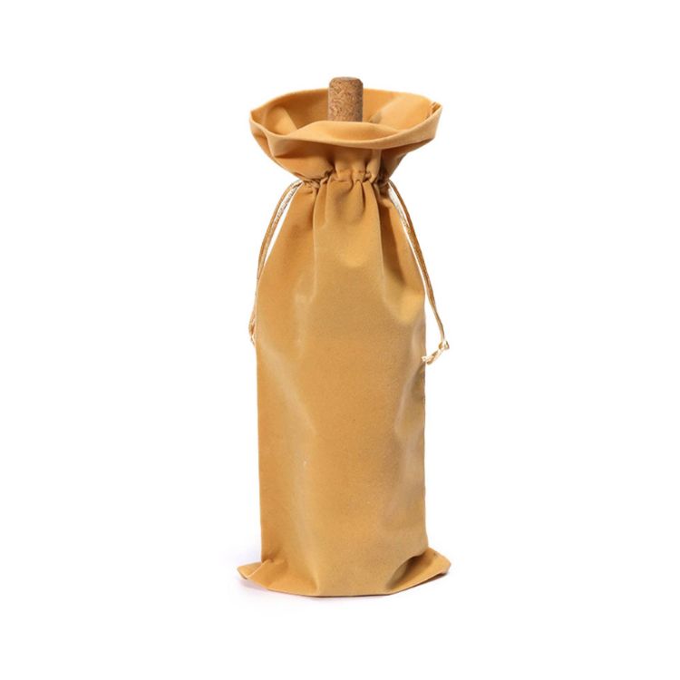 Picture of Drawstring Velvet Wine Bottle Bag