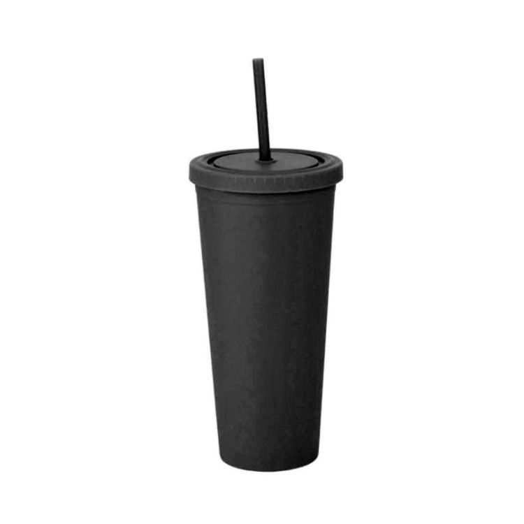 Picture of 24oz Matte Plastic Cups with Lids & Straws