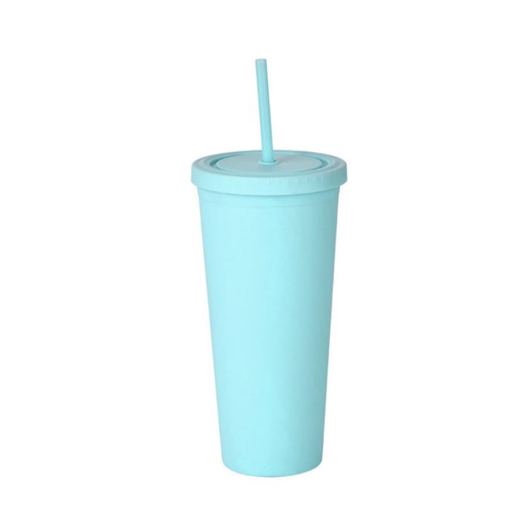Picture of 24oz Matte Plastic Cups with Lids & Straws