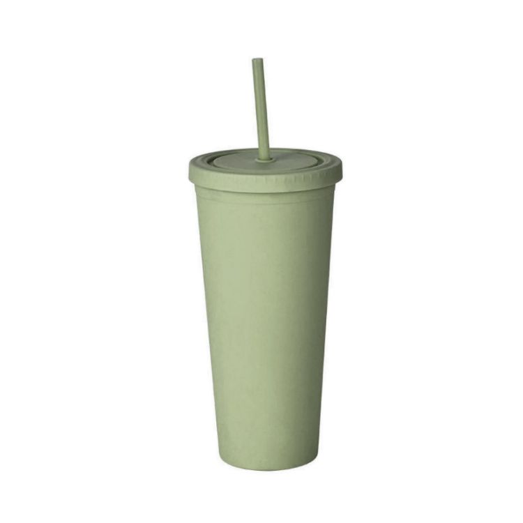 Picture of 24oz Matte Plastic Cups with Lids & Straws