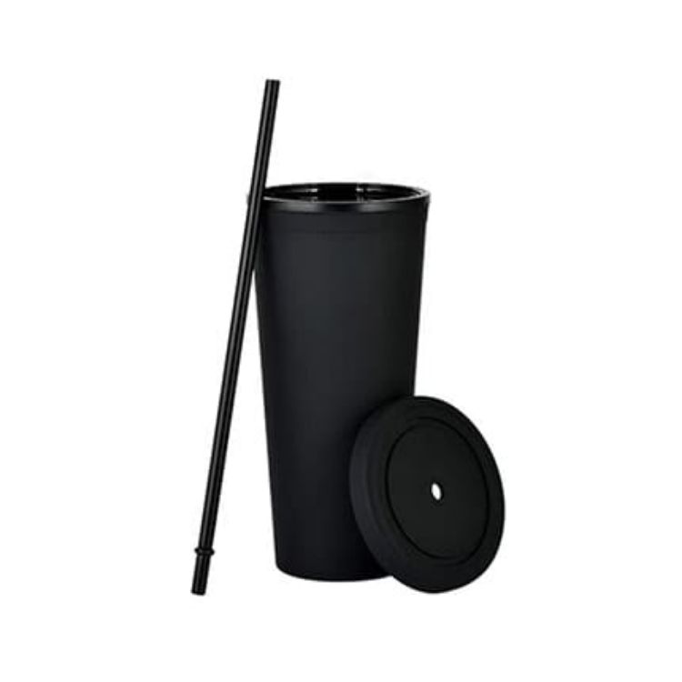 Picture of 24oz Matte Plastic Cups with Lids & Straws