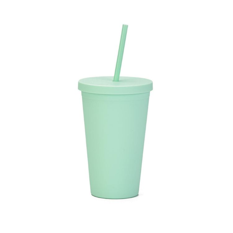 Picture of 16oz Matte Plastic Cups with Lids & Straws
