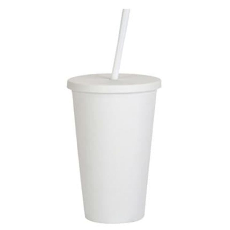 Picture of 16oz Matte Plastic Cups with Lids & Straws