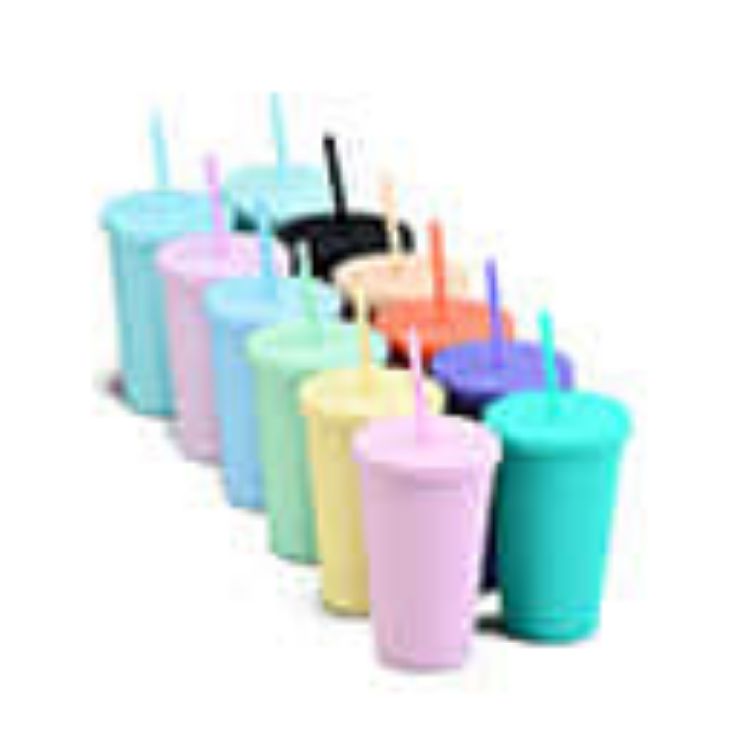 Picture of 16oz Matte Plastic Cups with Lids & Straws