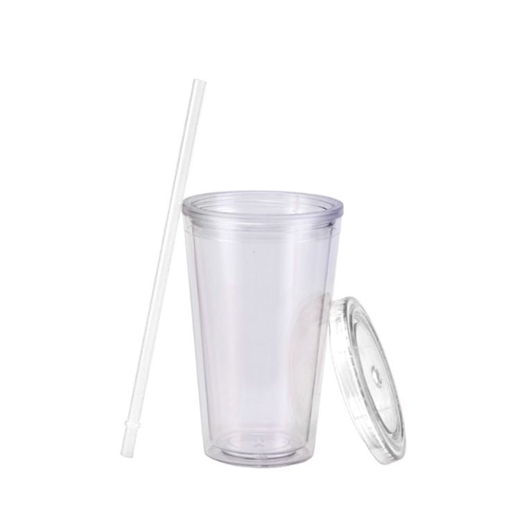 Picture of 16oz Plastic Cups with Lids & Straws