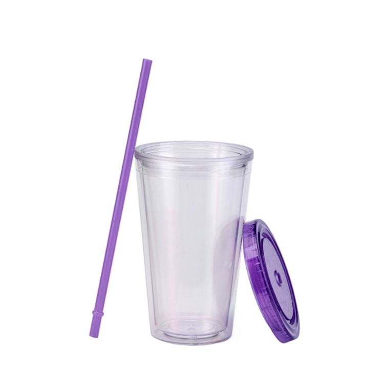 Picture of 16oz Plastic Cups with Lids & Straws