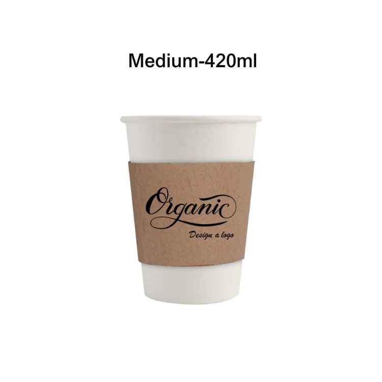 Picture of PLA Single Wall Compostable Paper Cups with Cup Sleeve