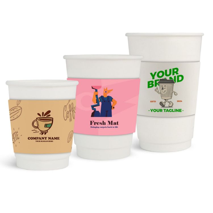 Picture of PLA Double Wall Compostable Paper Cups with Cup Sleeve