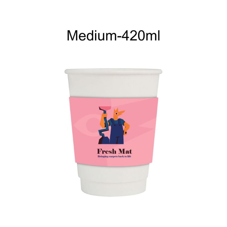 Picture of PLA Double Wall Compostable Paper Cups with Cup Sleeve