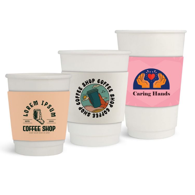 Picture of Home Compostable Aqueous Double Wall Paper Cups with Cup Sleeve