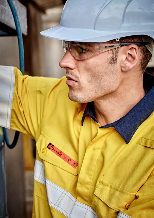 Picture of Mens Orange Flame Lightweight Ripstop Spliced Shirt - Hoop Taped