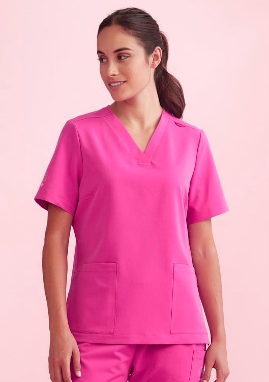 Picture of Womens Pink V-Neck Scrub Top