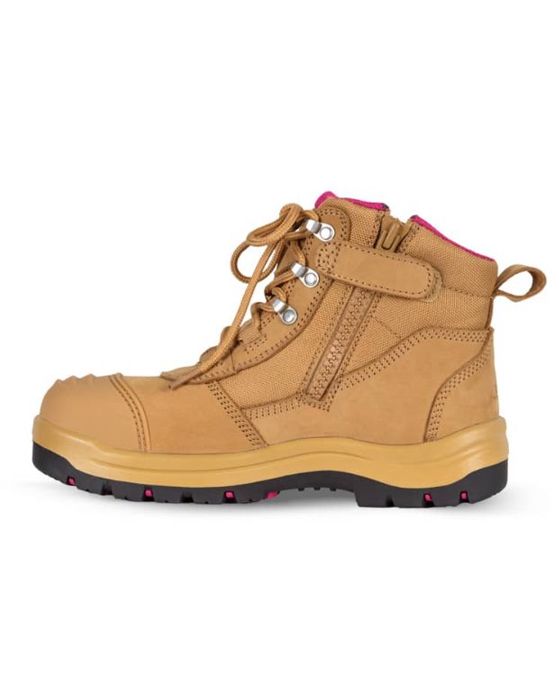Picture of JB's Ladies Atrax Zip Safety Boot Wheat/Pink