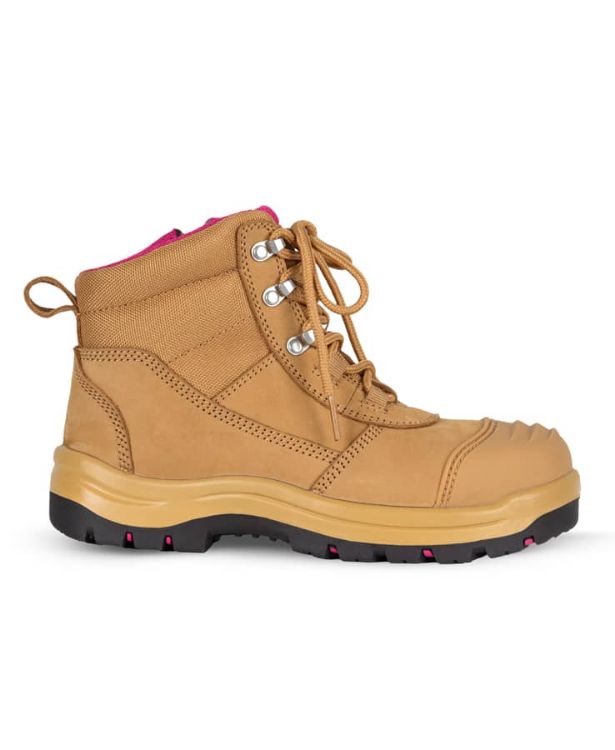 Picture of JB's Ladies Atrax Zip Safety Boot Wheat/Pink