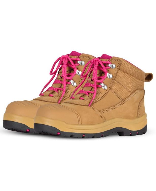 Picture of JB's Ladies Atrax Zip Safety Boot Wheat/Pink