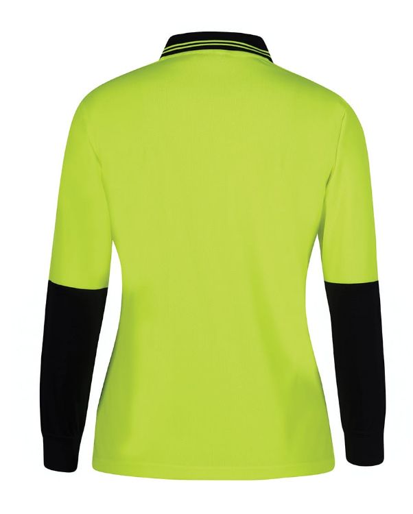 Picture of JB's Ladies Hv L/S Comfort Polo Lime/Navy