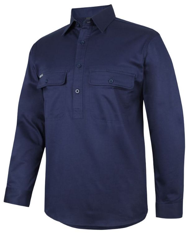 Picture of JB's L/S 150 G Stretch Close Front Work Shirt Navy