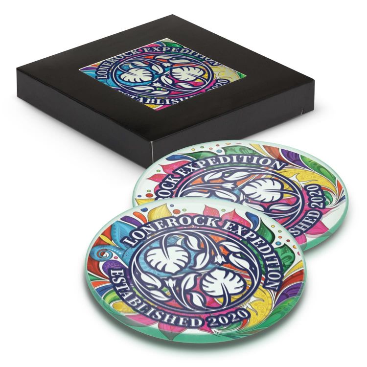 Picture of Venice Glass Coaster - Set of 2 - Round - Full Colour