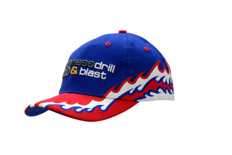 Picture of Brushed Heavy Cotton Cap with Flame Design/Embroidery on Crown & Peak