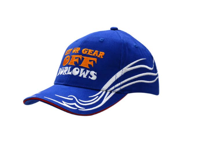 Picture of Brushed Heavy Cotton Cap with Sandwich Trim and Embroidered Pattern on Crown & Peak