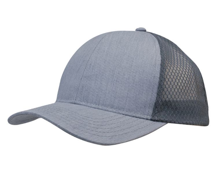 Picture of Light Brushed Poly Cotton Marle Cap with Honeycomb Mesh Back